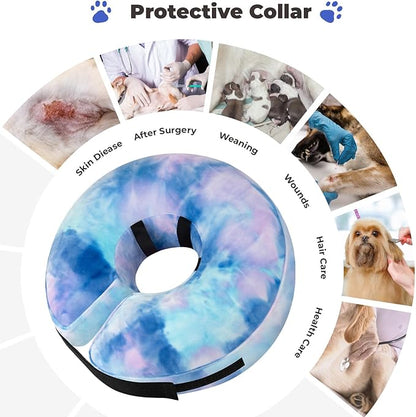 Inflatable Dog Cone Collar for Dogs and Cats, Dog Neck Collar Recovery E Collar Alternative After Surgery, Elizabethan Collar Alternatives for Dogs Recovery (Purple Blue, M+)