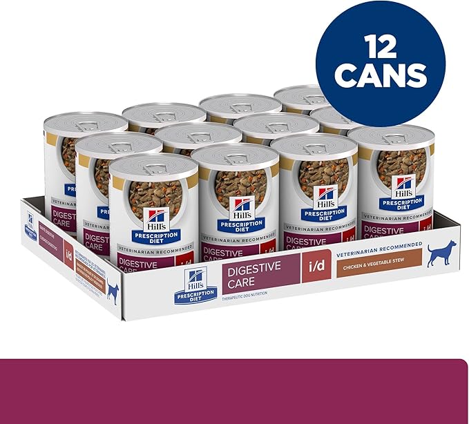 Hill's Prescription Diet i/d Digestive Care Chicken & Vegetable Stew Canned Dog Food, Veterinary Diet, 12.5 oz., 12-Pack Wet Food