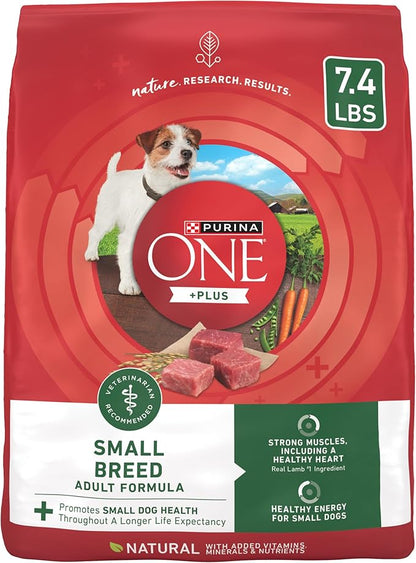 Purina One Small Breed Plus High-Protein Dog Food Lamb and Rice Formula Dry Dog Food - 7.4 lb. Bag