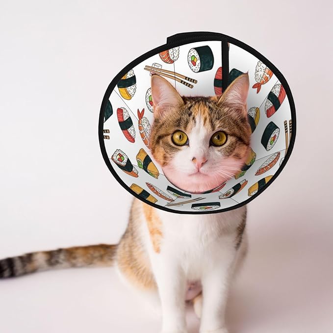 Comfy Pet Cone Collar, Adjustable for Dogs After Surgery, Anti-Bite Design, Perfect for Large Medium Small Dogs, Sushi
