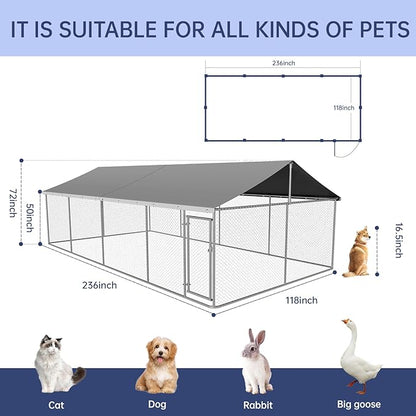 Petony Outdoor Dog Playpen Heavy Duty Dog Kennel House Mesh Dog Big Cage Pet Kennel Steel Fence with Secure Lock