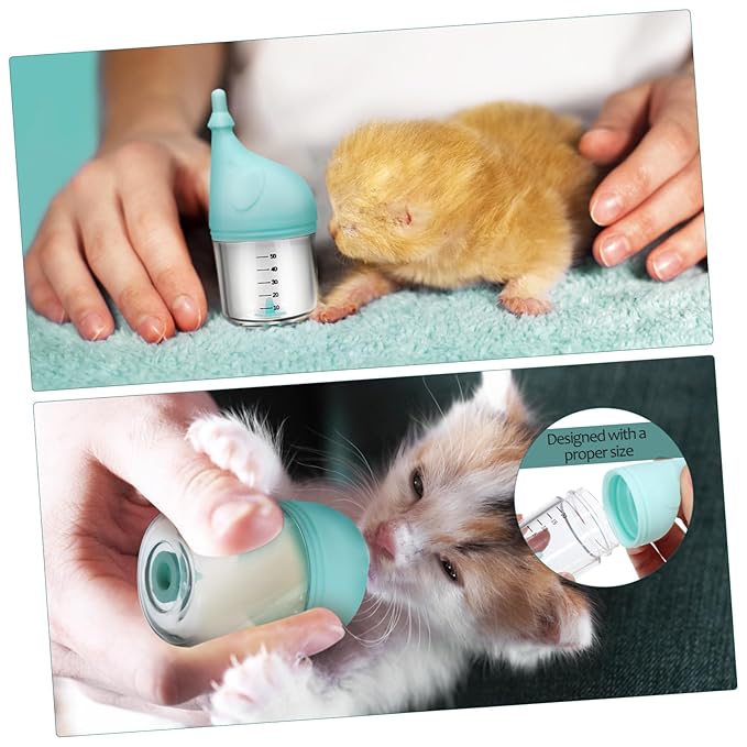 Mikikit 2pcs Pet Nursing Bottles for Newborn Kittens Puppies Safe Milk Feeders with Pressure Control Design for Pets