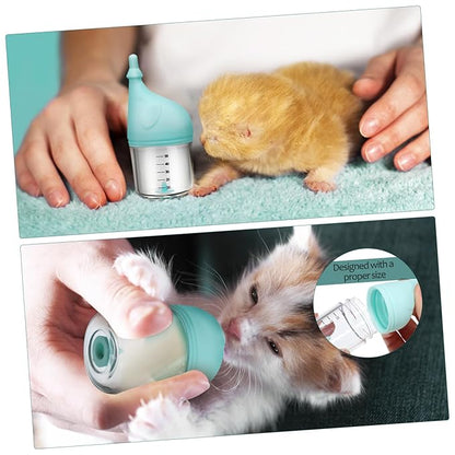 Mikikit 2pcs Pet Nursing Bottles for Newborn Kittens Puppies Safe Milk Feeders with Pressure Control Design for Pets