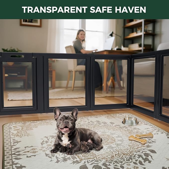 FXW AuraSpace Acrylic Indoor Dog Playpen for Small and Medium Dogs, 30 Inch, 6 Panels, Black