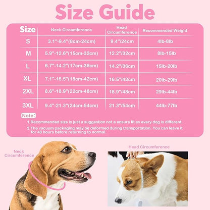 IDOMIK Dog Recovery Collar, Waterproof Soft Dog Cone After Surgery, Comfy Protective Elizabethan Collar Alternative for Dogs Cats, Adjustable Pet Neck Donut Cone Anti-Licking Biting Wounds,Rose,S