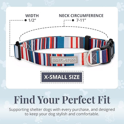 Lucky Love Dog - Adjustable Dog Collar with Easy Click Buckle for Small Dogs, Durable, & Comfortable for Male & Female Dogs, Pet Collar for Puppies & Adult Ones - Linus, XS