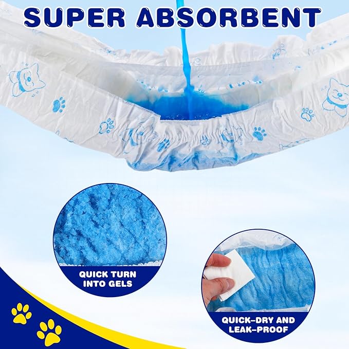 XPCARE 50 Count Disposable Male Dog Diapers, Male Dog Wraps,Super Absorbent Leak-Proof Fit (Large)