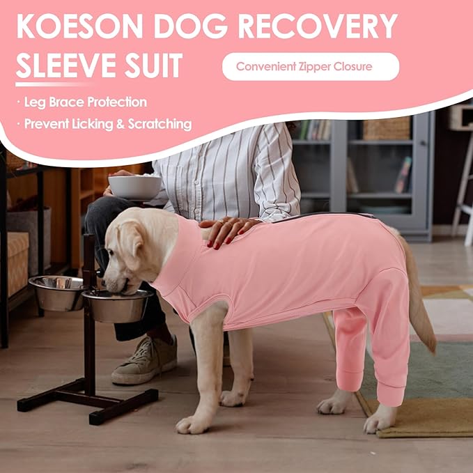 KOESON Dog Recovery Suit Hind Leg, Recovery Sleeve for Female Male Dogs, Doggie Leg Sleeve to Stop Licking, Pet Rear Leg Wound Cover, Dog Spay Onesie for Wound Heal Care