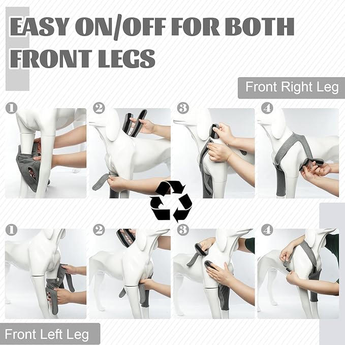ROZKITCH Dog Wound Cover for Front Right Left Leg, Pet Prevent Licking Wound Elbow Knee Protector, Dog Recovery Suit Cone Collar Alternative for Sprain ACL CCL Arthritis Joint Care Grey M