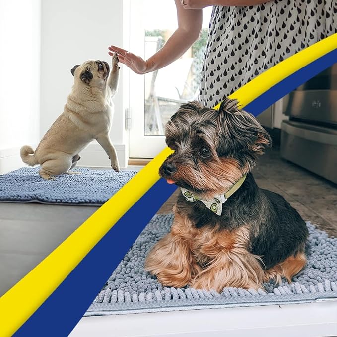 Muddy Mat® | Super Absorbent Door Mat Indoor, Microfiber Quick Dry Chenille Entryway Rug, Non-Slip Front Door Mat, Indoor Mats for Entryway, Machine Washable Pet Rug, Baby Blue XL 36"X60"