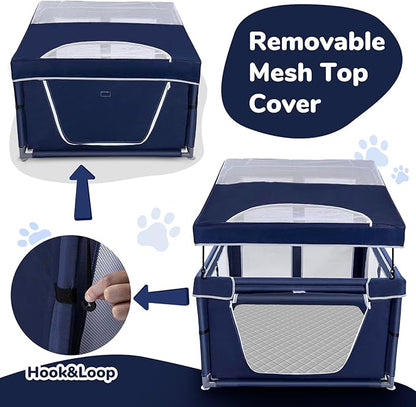 42 × 42 inch Dog Playpen with Pee Pad, Soft Puppy Playpen, 25 Height Pet Playpen for Small Dogs and Small Animals, Dog Fence Indoor, Play Yard with Zipper Door