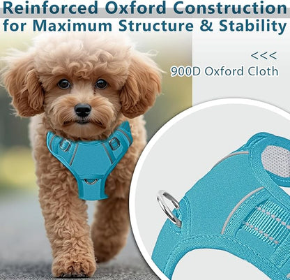 BARKBAY Dog Harness No Pull Oxford with ID Tag Pocket - Heavy Duty, Reflective, Easy Control for Large Dogs(Aqua Oxford,XS)