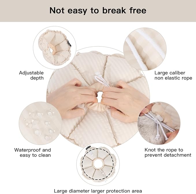 H HIDREAM Soft Cat Cone Collar， Cute Adjustable Cat Recovery Collar，Elizabethan e Collar that can Protect Head and Foot Wounds，Egg White Flower All-Season Style