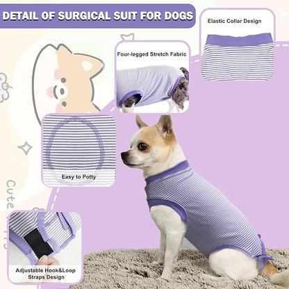 Dog Surgery Recovery Suit, Surgical Recovery Suit for Dog Male Female Neuter, Spay Shirt Onesie for Post Surgery, Cone Alternative Purple, Small