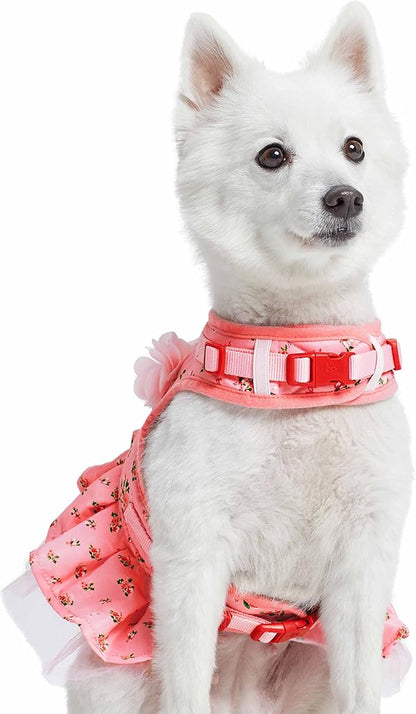 Blueberry Pet Soft & Comfy Floral No Pull Mesh Dog Harness, X-Small, Rose Baby Pink, Dress Harness for Dogs Girl, Small Dog Vest Harness, Fashionable for Puppy Owners