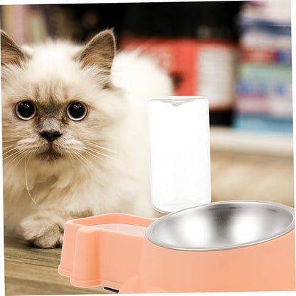 Multifunctional Stainless Steel Dog Feeder with Transparent Water Container Compact Food Dispenser for Home Use Pet Feeding Bowl for Puppies and Dogs