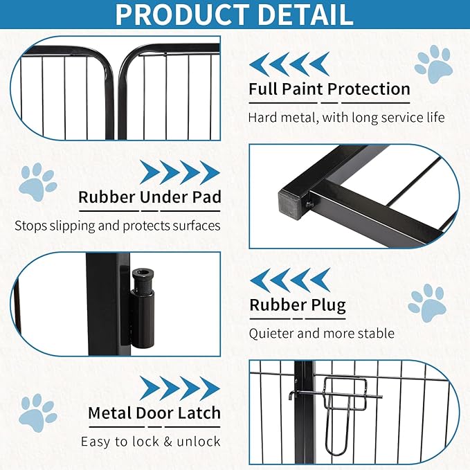 NEWBULIG Dog Playpen 8 Panels 32" Height Foldable Heavy Duty Metal Dog Exercise Playpen Puppy Fence for Indoor Outdoor Yard