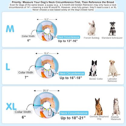 BEAUTYZOO Inflatable Dog Cone Collar Alternative After Surgery, Soft Donut Recovery E-Collar for Large & XL Dogs Girls Boys, Adjustable Pet Neck Cone to Stop Licking Wounds, Light Blue XL