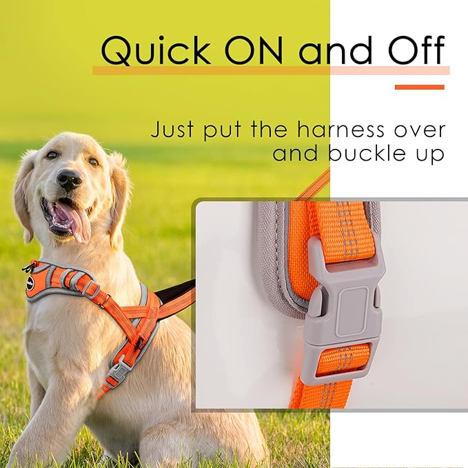 ADVENTUREMORE Small Dog Harness (Orange), No Pull Reflective Breathable Vest with Easy Control Handle, Escape Proof for Training Walking