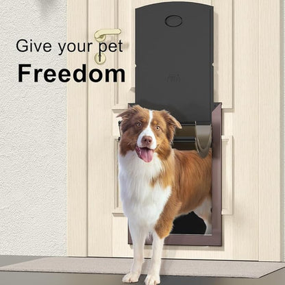 [MAVRICPOWER] Aluminum Large Dog Door for Door, Dog Doors for Large Dogs with 2 Sliding Lock Panels, Doggy Door for Dogs up to 80lbs