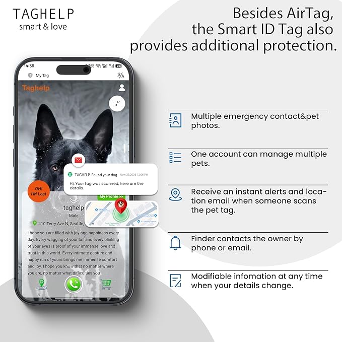 Never Lose Your Dog! AirTag Dog Collar with Waterproof Case | Tactical Collar for Large Dogs Featuring Military Handle & Durable Strap | Secure GPS Tracking for Apple AirTag (Camo, M)