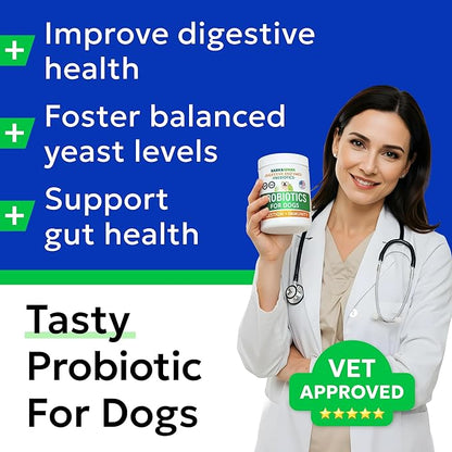 Bark&Spark Dog Probiotics & Digestive Enzymes (Gut Health) Allergy & Itchy Skin - Pet Diarrhea Gas Treatment Upset Stomach Relief Pill, Digestion Health Tummy Treat (180Ct Bacon)