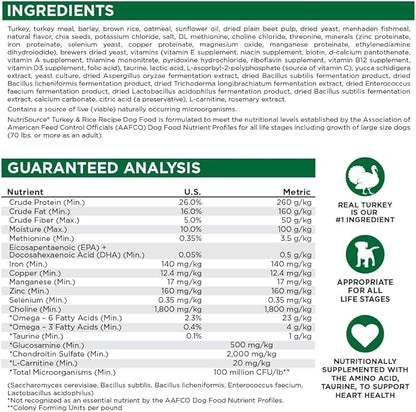 NutriSource Dry Dog Food, Turkey and Rice, 12LB