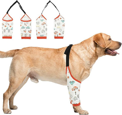 Dog Recovery Suit for Front Legs, Dog Recovery Sleeves After Surgery with Elastic Band, Soft Protective Elbow Braces for Medium Large Dogs, Cone Collar Alternative to Stop Licking Leg Wounds,Red,3XL