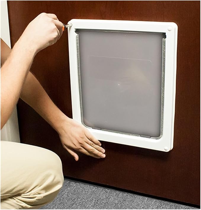 pet Door, Strong Lockable Dog Door with Privacy Protection Flap Gate Pet for Big Small Dogs Safety Doors Easy to Install(Black,Large)