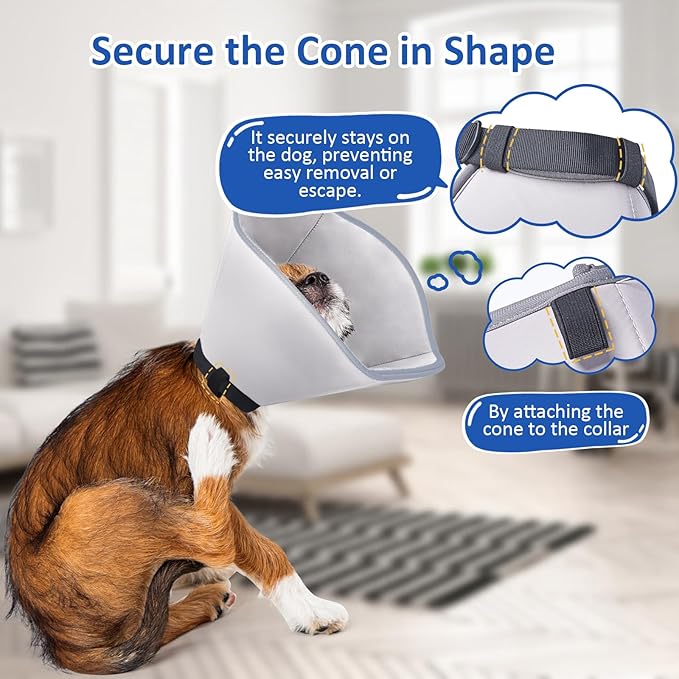 BARKLESS Dog Cone, Soft Cone for Dogs After Surgery to Stop Licking, Alternative to Recovery Collar for Large Breeds, Adjustable Elizabethan Collar for Neutering and Wound Care