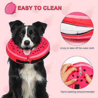 Pitaya Inflatable Dog Donut Collar, Soft Recovery Cone for Large, Medium & Small Dogs & Cats, Adjustable E Collar, Does not Block Pet Vision