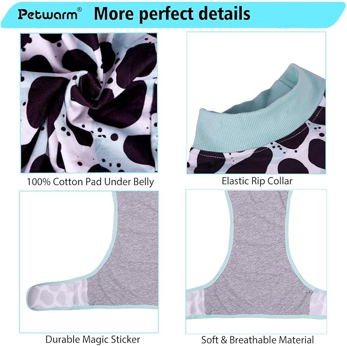 PetWarm Dog Onesie for Surgery Male, Dog Surgical Recovery Suit, Spay and Neuter, Prevents Licking After Surgery Onesie, Pet Recovery Suit for Dogs, Leopard Pattern, Silver Black, XL