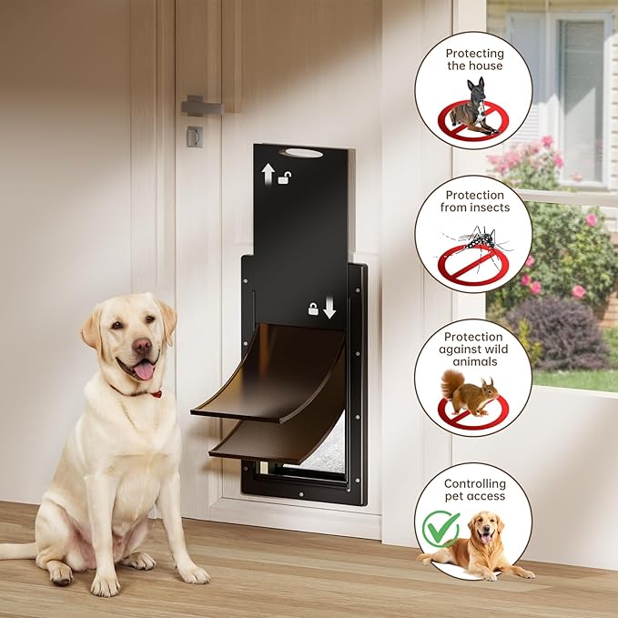 Never Rust Plastic Dog door, Large Doggy Door, Doggie Door for Easy Install in Interior and Exterior Doors or Wall, Double Magnetic Flaps, Closing Panel, Pet Door for Pet Up to 100lb (Large)