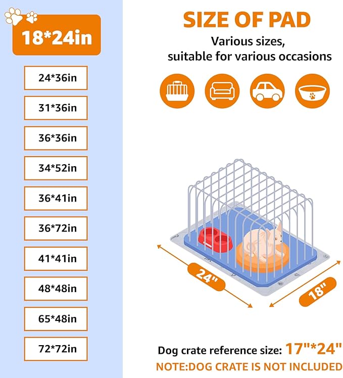 Washable Pee Pads for Dogs, 2Pack Reusable Puppy Pads, Absorbent Whelping Pads with Bone Print, Non-Slip Waterproof Pet Training Pads for Couch, Crate, Potty Training 18x24