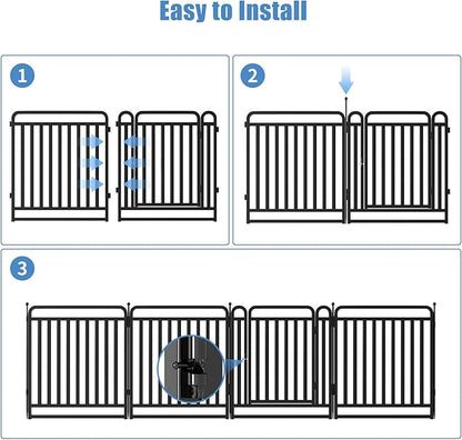 New Thickened Version Dog Playpen, 32 Inch Dog Fences for The Yard, Portable Outdoor Dog Playpen for Large/Medium/Small Dogs, Foldable Metal Dog playpen, with Doors (24 Panels, 32 Inch)