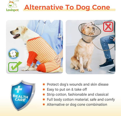 LovinPet Dog Recovery Suit - Medium Large - Full Coverage Large Dog's Bodysuit Wound Protective Surgical Recovery Bodysuit for Abdominal Wounds After Surgery Cut-Out Design of Abdomen,XXL