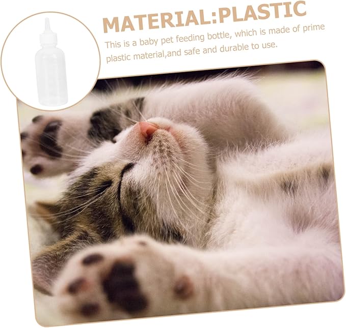 Abaodam 120ml PET Nursing Bottle for Kittens and Puppies Reusable Cat and Dog Milk Feeding Bottle Kit Replacement Nipples for Small PET Care