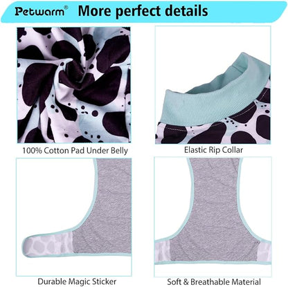 PetWarm Recovery Suit for Female Male Dogs, Anti-Licking Pet Surgical Recovery Pajamas, Dog Onesie After Surgey Spay Neuter, Dog Protective Suit, Leopard Pattern, Green, L