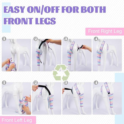 ROZKITCH Dog Arm Sleeves for Licking Front Right Left Leg, Stretchy Surgery Recovery Sleeve Anti Licking Scratching Wound, Fix Bandages in Place Striped Protection Stripe 2XL