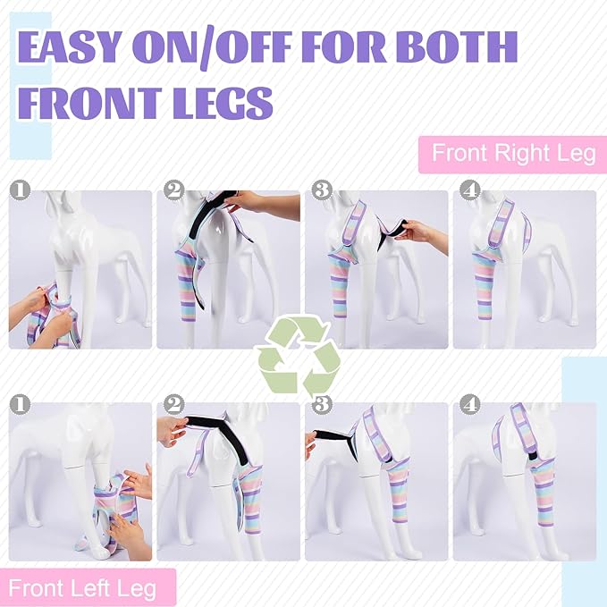 ROZKITCH Dog Sleeves for Wounds Front Legs Right Left,Striped Leg Protector Prevent Licking Scratching Chewing Bandages, Stretchy Elbow Cover for ACL CCL Arthritis Stripe M