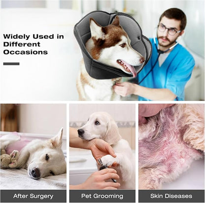 Soft Dog Cone for Large Dogs,Breathble Adjustable Dogs Recovery Collar After Surgery,Protective Elizabethan Cones,E Collar Alternative to Stop Licking,Comfortable Dog Cones,Black,S