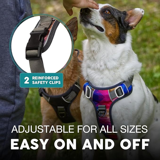 Embark Adventure No Pull Dog Harness, Reflective Trim No Pull Harness for Medium Sized Dog - Military Grade Nylon, Front Clip with Gel Lined Handle. Soft & Padded Puppy
