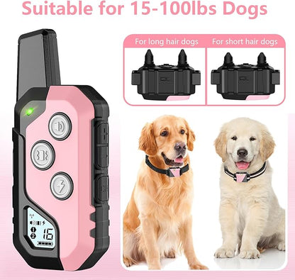 Shock Collar for Dogs, Dog Training Collar with Remote Control for 2 Dogs, 3 Training Modes with Beep, Vibration and Satic, Waterproof, Rechargeable for Large Medium Small