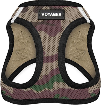 Best Pet Supplies - All Weather Mesh/Plush, Reflective, No Pull Harness for Small, Medium Dogs, Cats - Secure with Hook & Loop Fastener, Buckle, Double D-Rings - Army/Black Trim, L