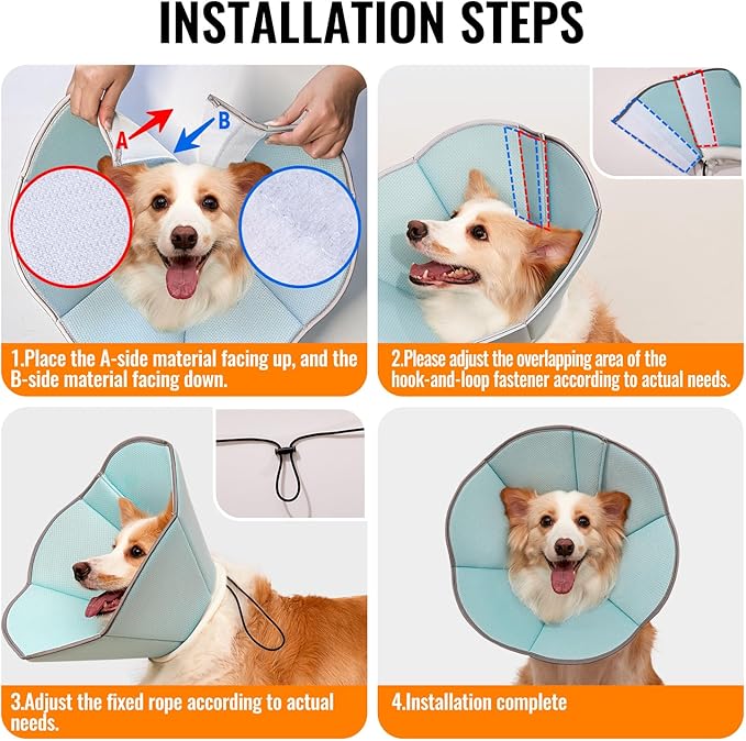MAXFUT Dog Cone Collar,Soft Cone for Dogs to Stop Licking After Surgery,Non Inflatable Dog Donut Cone (Pink, L)