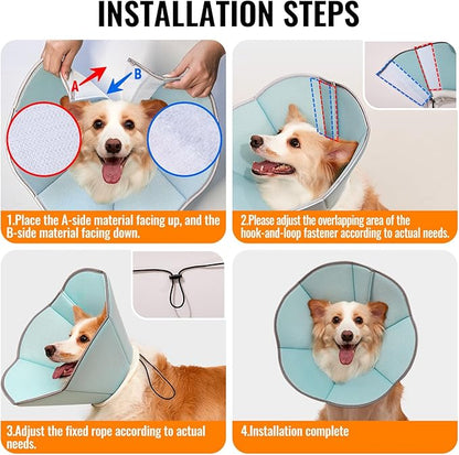 MAXFUT Dog Cone Collar,Soft Cone for Dogs to Stop Licking After Surgery,Non Inflatable Dog Donut Cone (Light Blue, M)