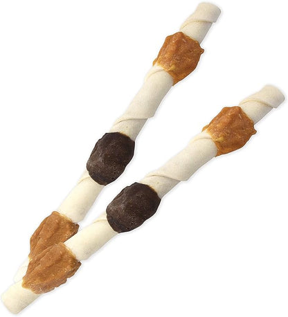 Cadet Gourmet X-Large Triple-Flavored Beef Hide Shish Kabob Dog Treats - Healthy & Natural Chicken, Liver, and Sweet Potato Dog Treats for Dogs Over 30 Lbs., 10 in. (15 Count)