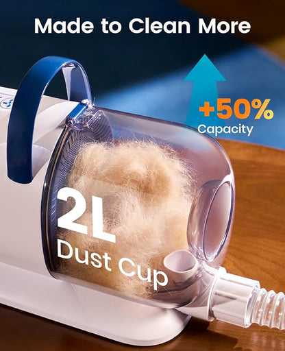 oneisall Dog Grooming Vacuum - 15000Pa Suction, Captures 99% Pet Hair to Reduce Shedding, Dog Grooming Clippers & Quiet Brush (≤59dB) with 4 Accessories, 2L Dust Canister for Home Cleaning