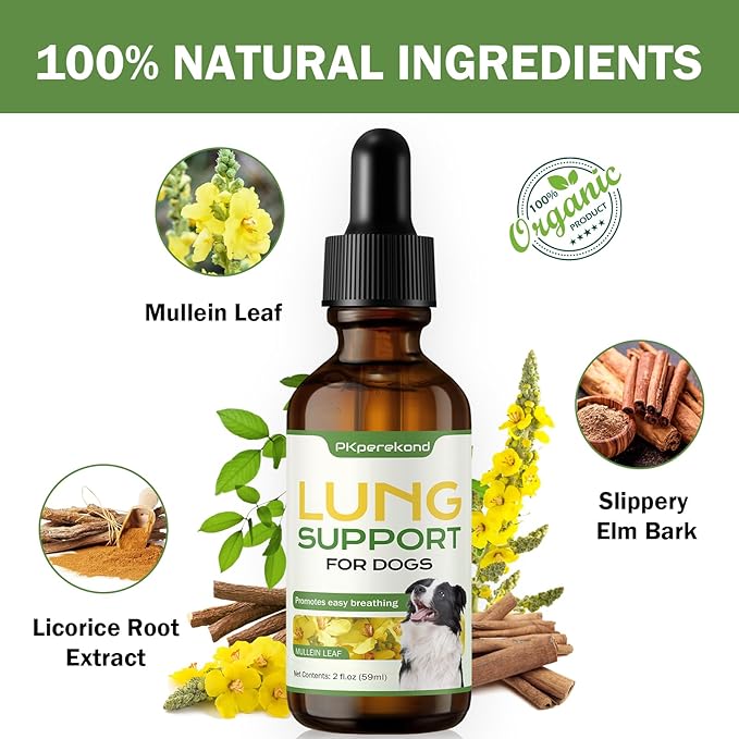 Lung Support for Dogs - Cough & Respiratory Health Support for Breathing - Immune Support, Easy Breathing, Natural Supplement for Dog Coughing, Wheezing - Promotes Lung Health