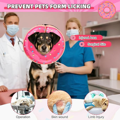 KOOLTAIL Inflatable Dog Cone Collar, Soft Donut E Collar for Dogs After Surgery to Stop Licking Enhanced Alternative, Blow Up Pet Neck Pillow Recovery Adjustable Cone for Dog Cat, Upgrade Size,Donut L